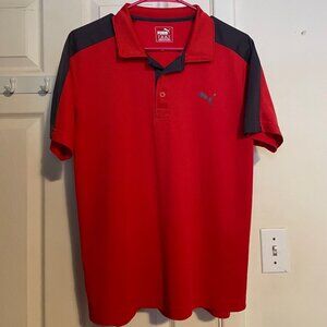 Mens Puma DryCell Core Poly Short Sleeve Polo Red Dark Grey Size Small